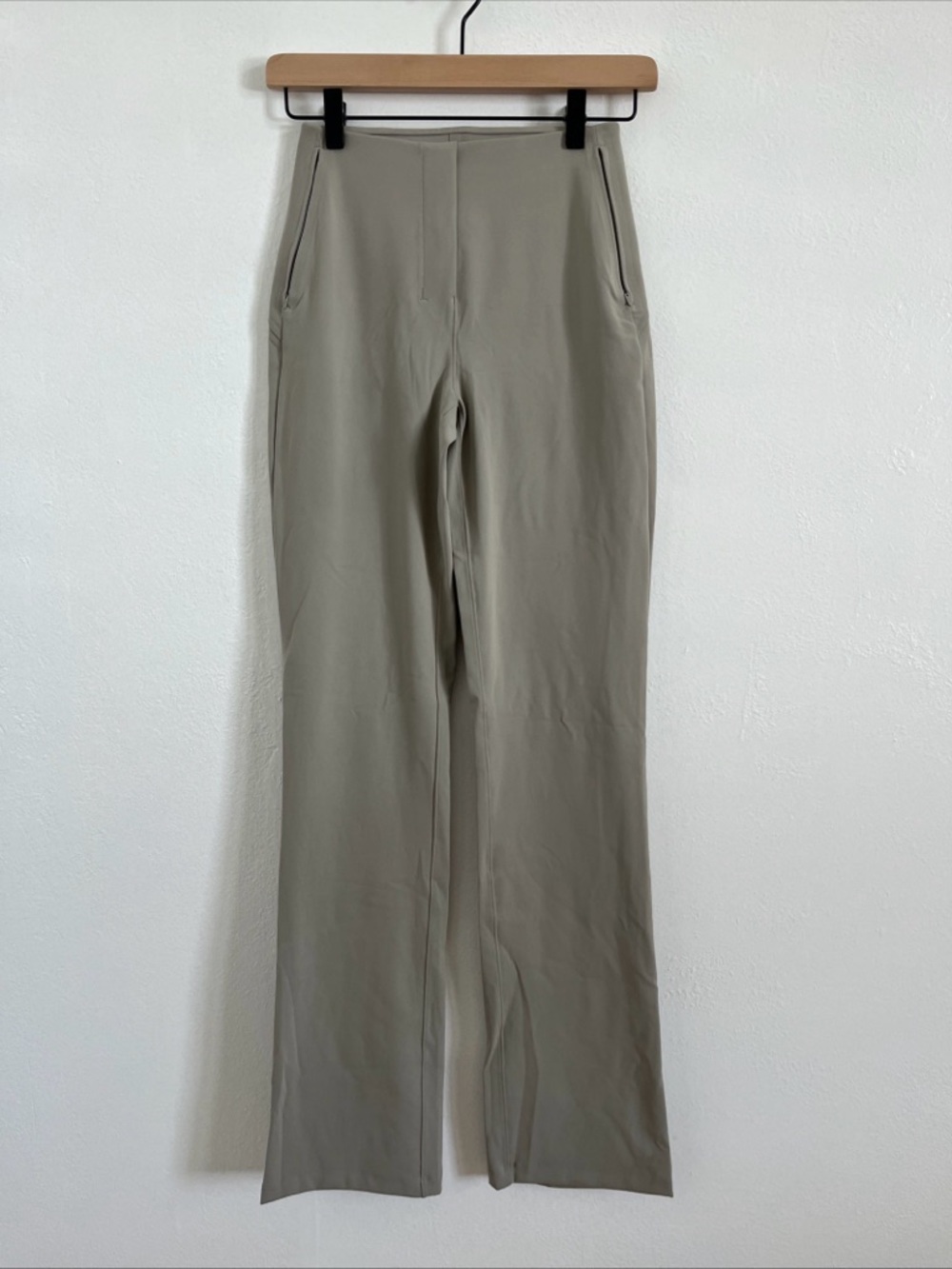 Lululemon Womens Pants Smooth Fit Pull On High Rise Flared Beige Size 2